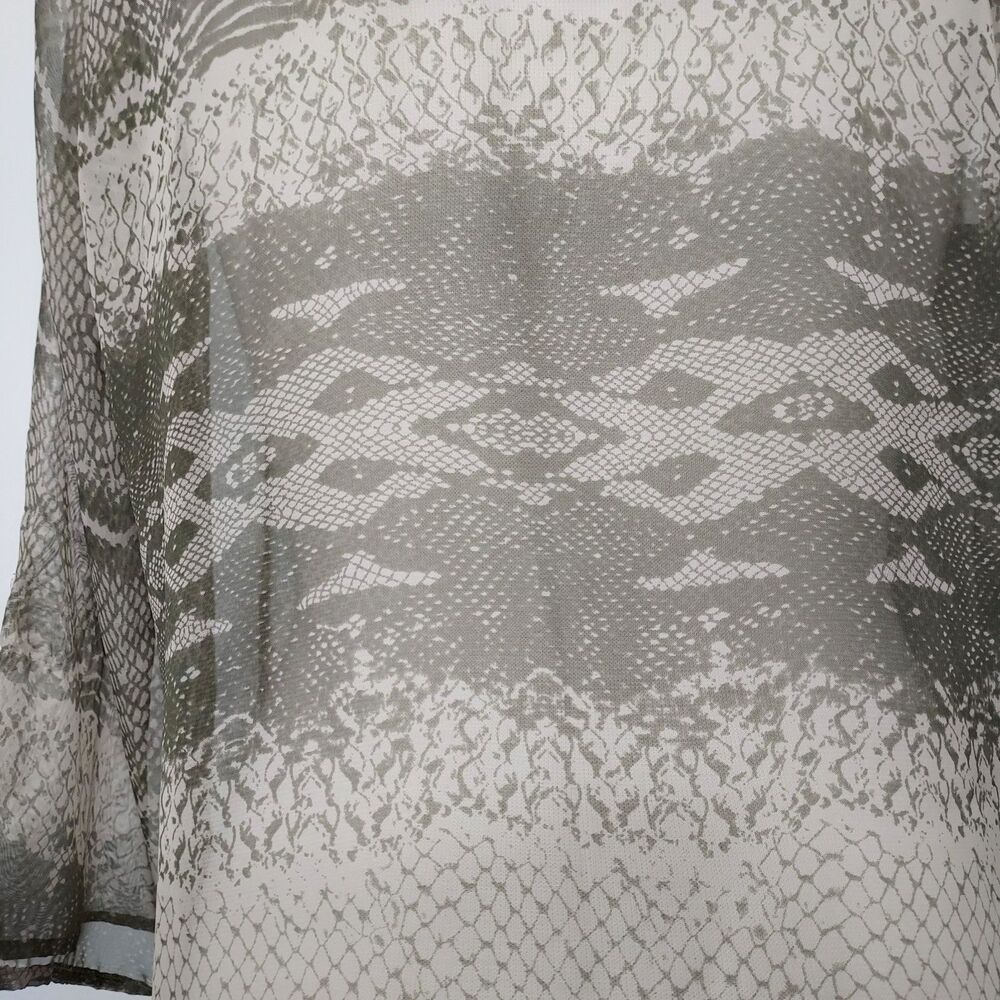 Chico's Open Front Cardigan Sheer Lightweight Snake Print Size 1 Womens Medium - Picture 7 of 12